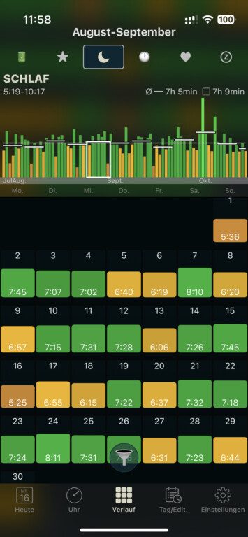 Mieux dormir avec l'Apple Watch : Comparatif des applications de suivi du sommeil 13 Autosleep Uebersicht