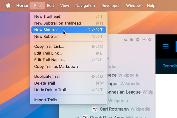 Le navigateur Horse fonctionnant sous macOS Sequoia.