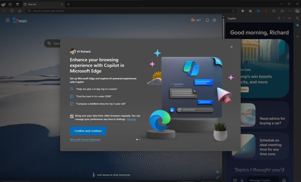 Microsoft Edge Chrome Google données