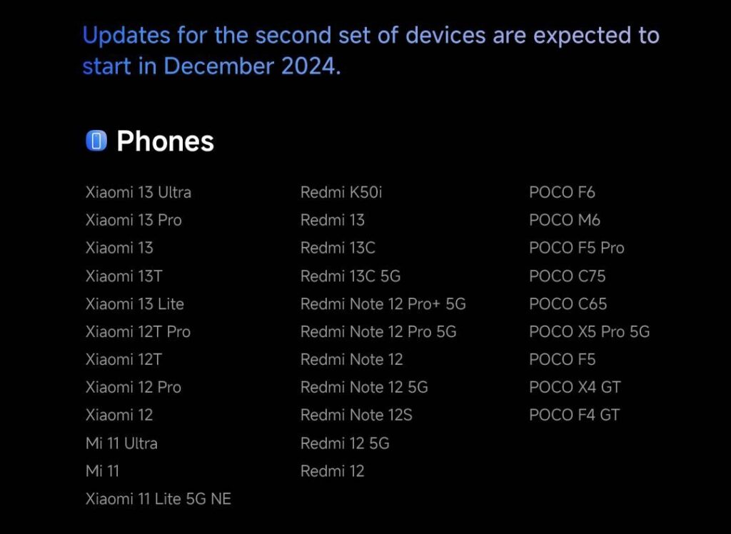 Les premiers smartphones à bénéficier de HyperOS 2 : Xiaomi dévoile son plan mondial 4 Xiaomi HyperOS 2 smartphones