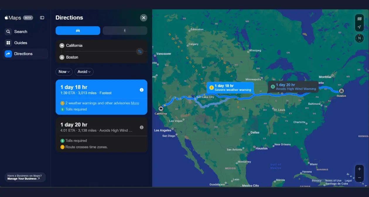 Apple Maps Beta version web