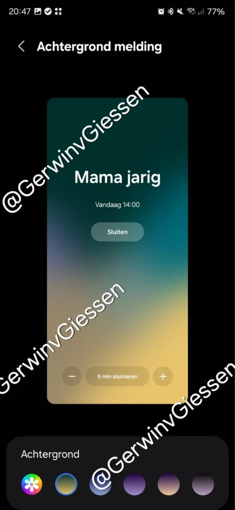 Application calendrier One UI 7