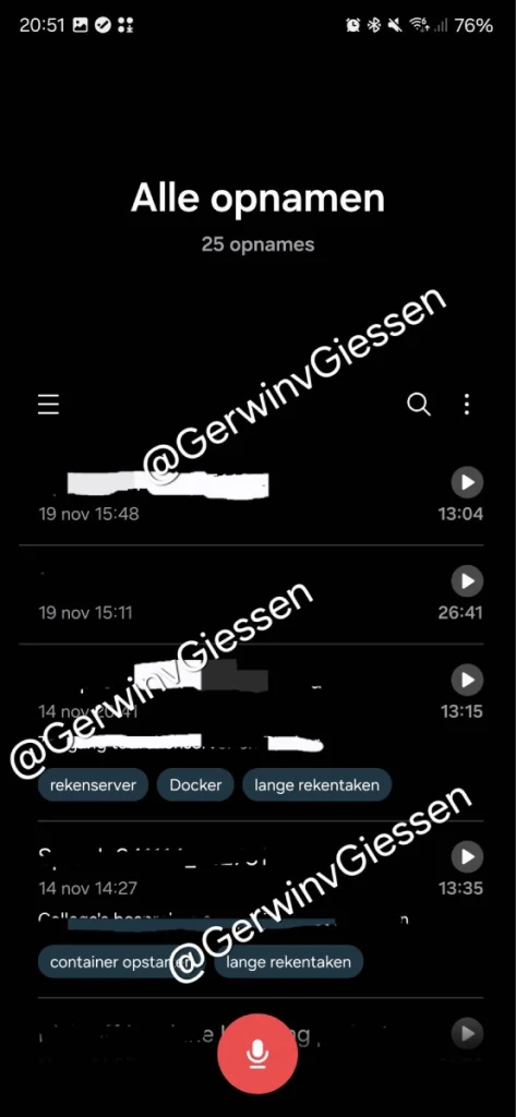 Application enregistreur vocal One UI 7