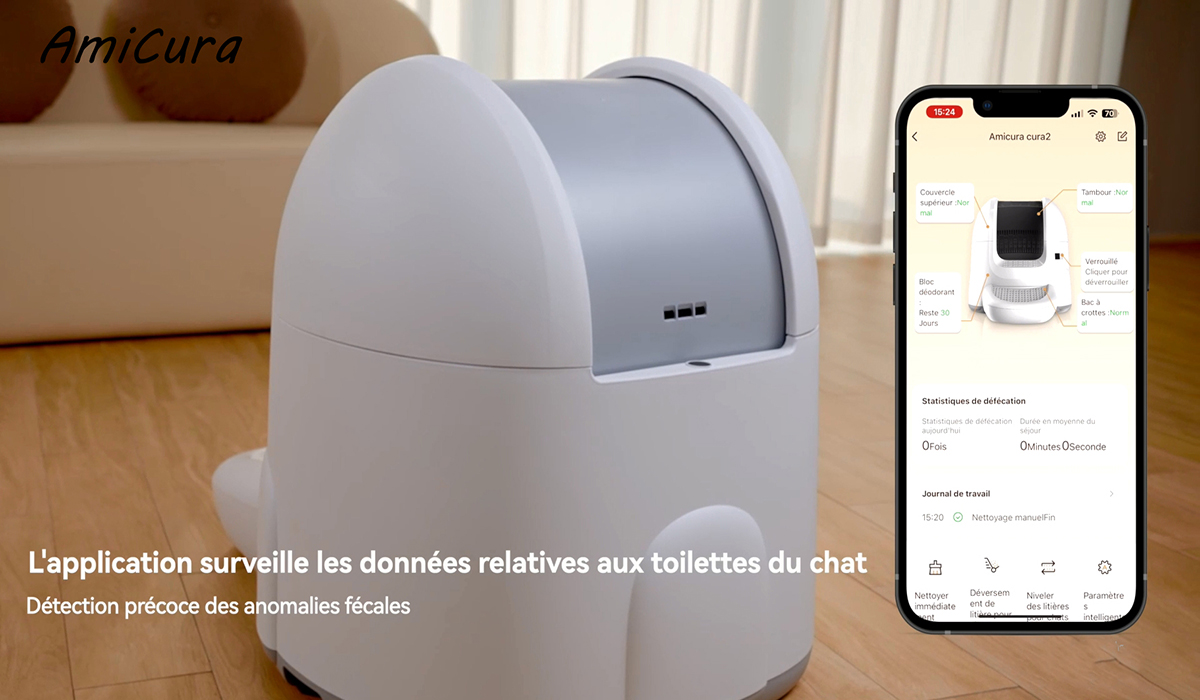 Prix le plus bas de l'année ! La litière connectée Amicura Cura2 est 120€ moins chère 3 Amicura Litière Chat Autonettoyante (2)