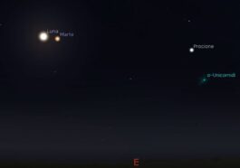 Simulazione della congiunzione astrale tra Luna e Marte del 20 novembre 2024. Credit: Stellarium