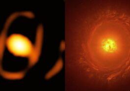 ESO/K. Ohnaka et al. | À gauche la photo prise par l'Observatoire Européen Australe, à droite une de ses reconstructions artistiques