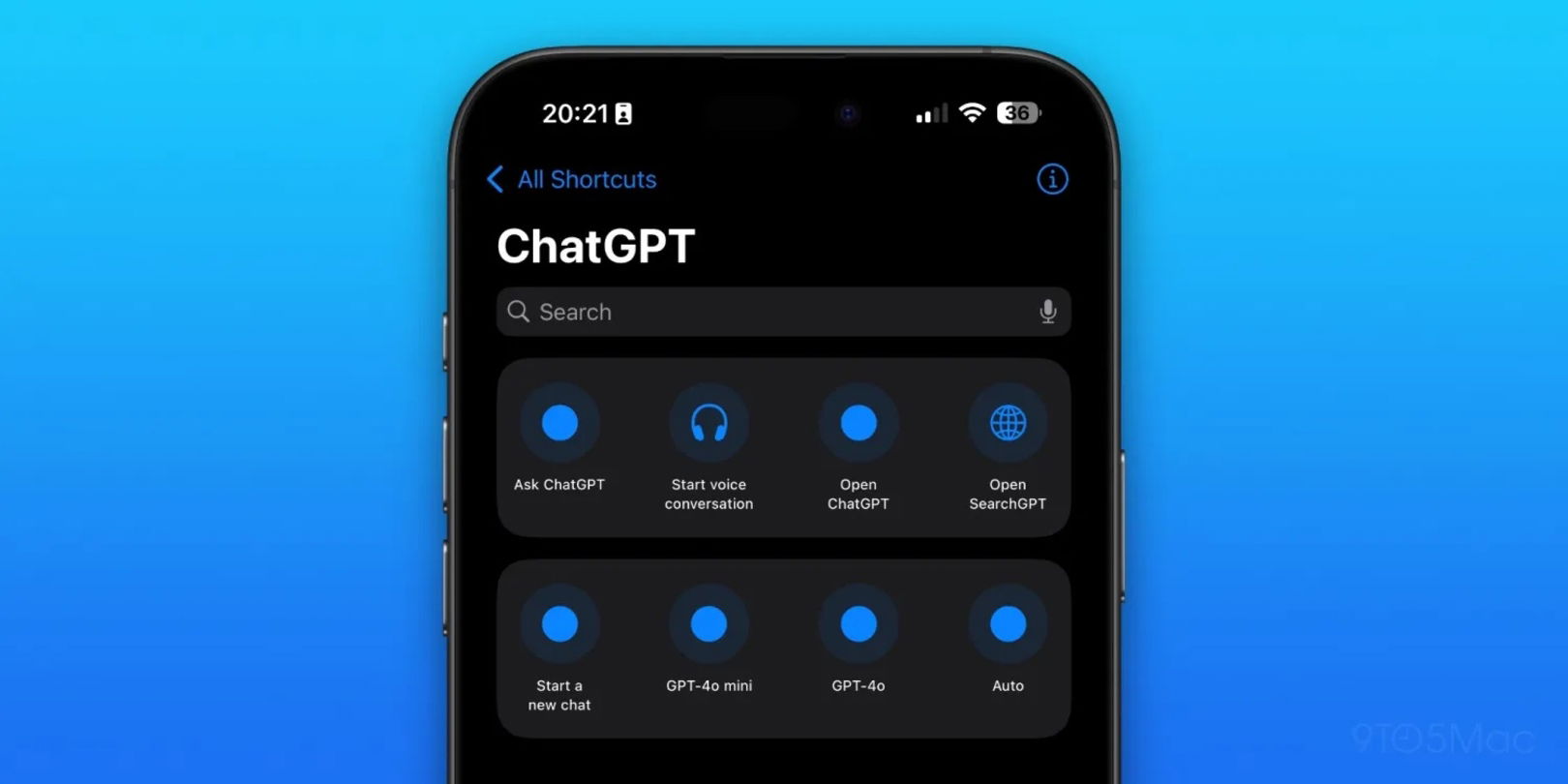 Raccourcis de ChatGPT