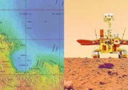 Illustration du robot chinois Zhurong qui a découvert la ligne d'eau de l'ancien plus grand océan de Mars