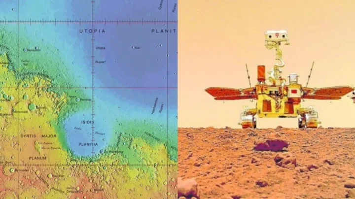 Le rover chinois Zhurong découvre la côte de Mars : un océan géant existait vraiment ! 2 Illustration du robot chinois Zhurong qui a découvert la ligne d'eau de l'ancien plus grand océan de Mars
