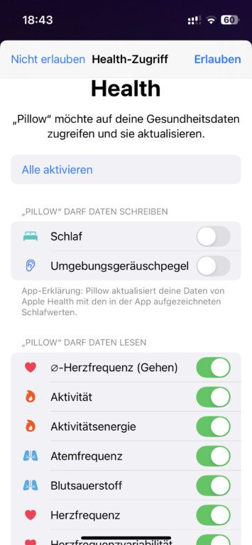 Mieux dormir avec l'Apple Watch : Comparatif des applications de suivi du sommeil 2 Health Datenfreigabe Schlaftracker