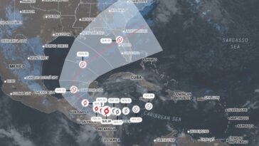 Qu'est-ce que la tempête tropicale Sara, sa formation dans les Caraïbes et les potentiels impacts dévastateurs en Amérique Centrale 4 Les prévisions sur le parcours de la tempête tropicale Sara / Accuweather.com