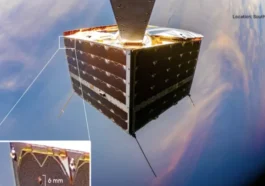 Image satellite touché par des débris spatiaux