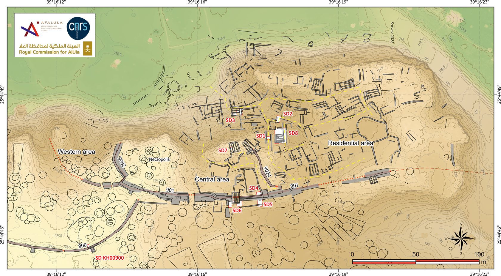 Une cité antique de 4.000 ans découverte en Arabie Saoudite : révélée au cœur d'une oasis mystérieuse 2 La carte de l'ancienne ville d'al-Natah. Crédit : Plos ONE