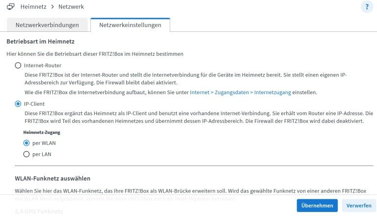 En tant que point d'accès, le routeur crée son propre réseau tout en utilisant Internet du nouveau routeur. (Capture d'écran)