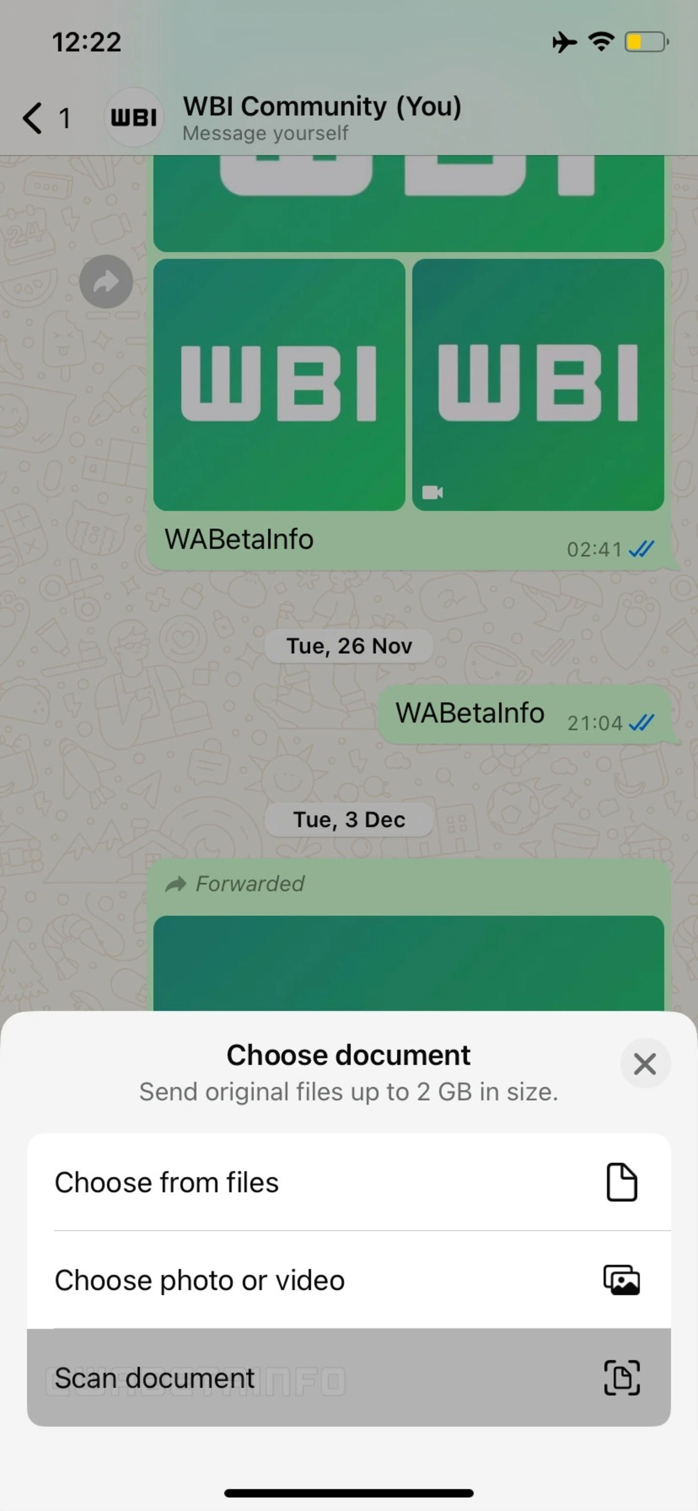 Scanner document sur WhatsApp