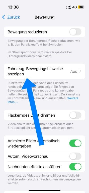 Fini le mal de cœur en lisant dans la voiture sur votre smartphone avec cette solution 4 Indications de mouvement du véhicule sur iPhone