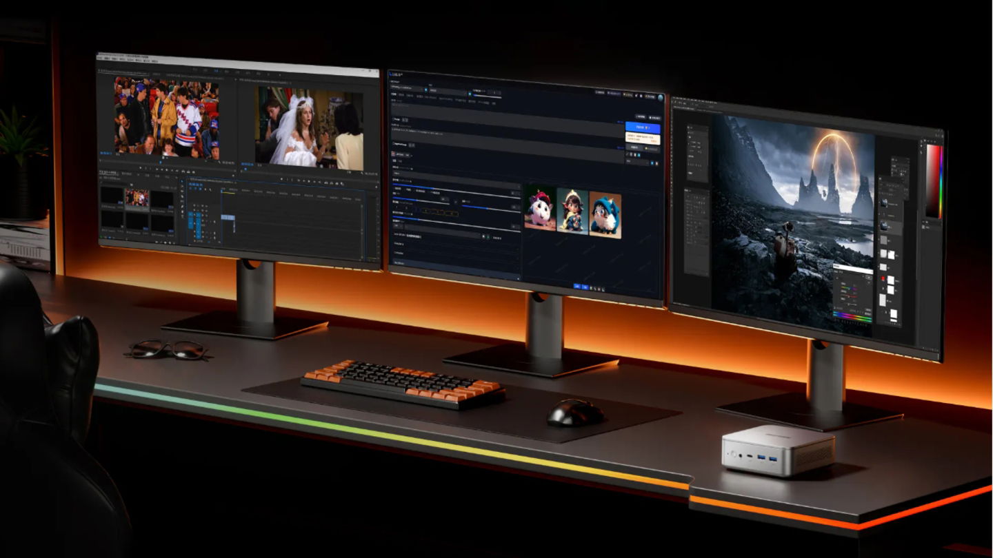 Critique du Minisforum EliteMini AI370 : Le mini PC qui défie les limites de l'IA 3 Triple moniteur avec MinisForum
