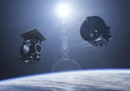 Illustration des satellites de la mission Proba-3 qui créeront des éclipses solaires artificielles