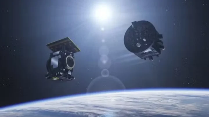 Europa a lancé deux satellites qui vont générer des éclipses solaires artificielles 2 Illustration des satellites de la mission Proba-3 qui créeront des éclipses solaires artificielles