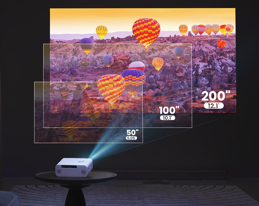 Projecteur Hunkstar P3 AOSP : Un projecteur complet à prix cassé 2 Hunkstar P3 Aosp Projector Image Size