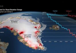 Le Groenland a perdu plus de 2 300 km³ de glace, une quantité équivalente à 50 fois l’eau du lac de Garde 17 La perdita di ghiaccio in Groenlandia secondo i dati dei satelliti CryoSat e IceStat-2 / Credit ESA