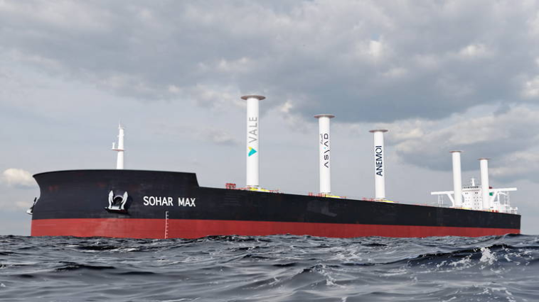 Le plus grand navire au monde à utiliser des voiles rotatives marque une étape dans la lutte contre le changement climatique 1 Le plus grand navire du monde utilisant des voiles rotatives marque une étape dans la lutte contre le changement climatique