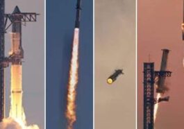 Pourquoi les explosions soniques du fusée la plus puissante jamais construite inquiètent les scientifiques 59 Da sinistra, le fasi di lancio, ascesa, caduta libera e cattura del razzo Super Heavy di Starship / Credit Space X