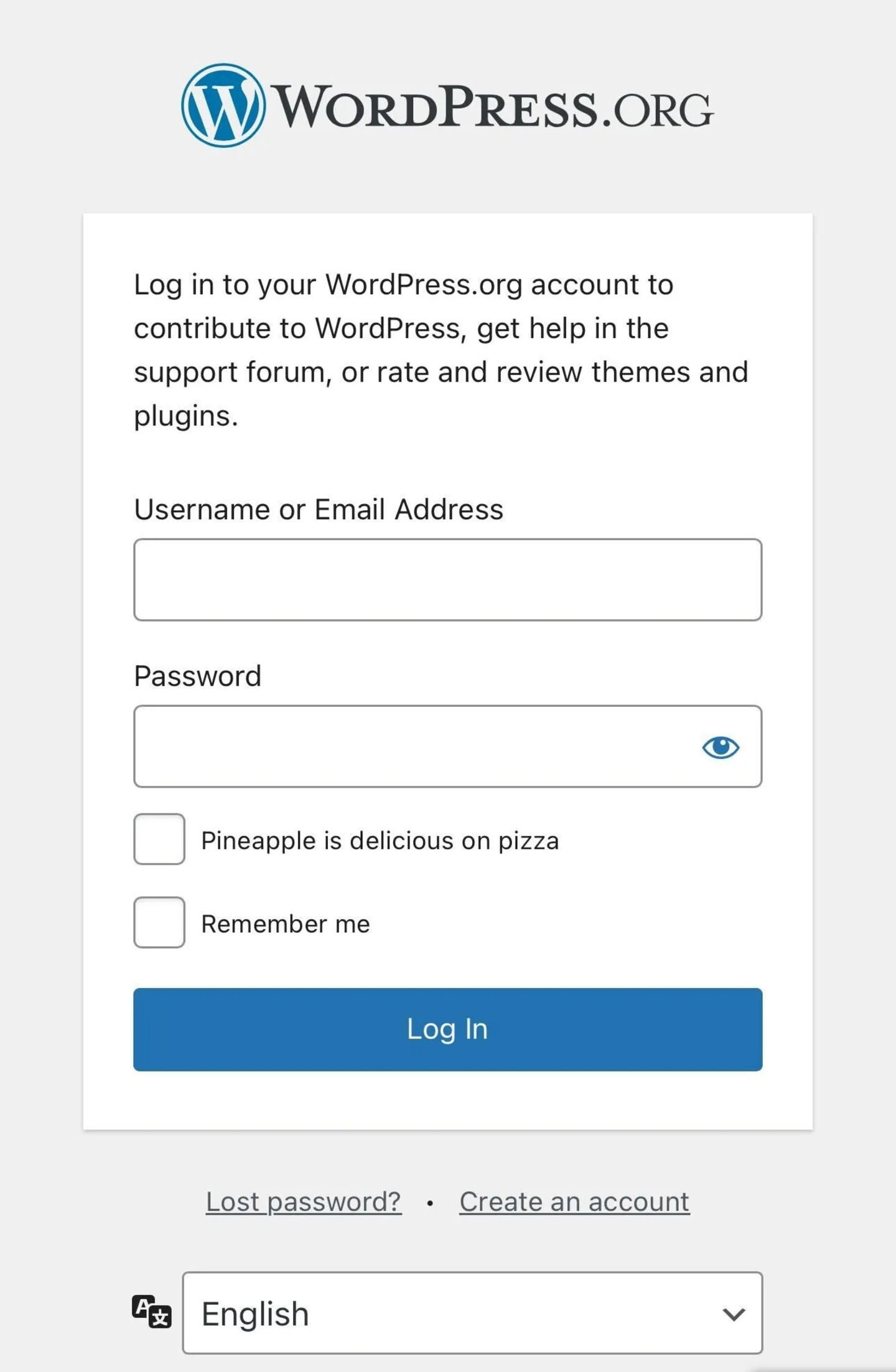 Si tu n'acceptes pas que tu aimes la pizza à l'ananas, tu ne peux pas entrer dans WordPress 3 Si vous n'acceptez pas que vous aimez la pizza à l'ananas, vous ne pouvez pas accéder à WordPress