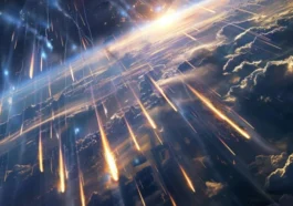 Illustration de rayons cosmiques frappant la Terre