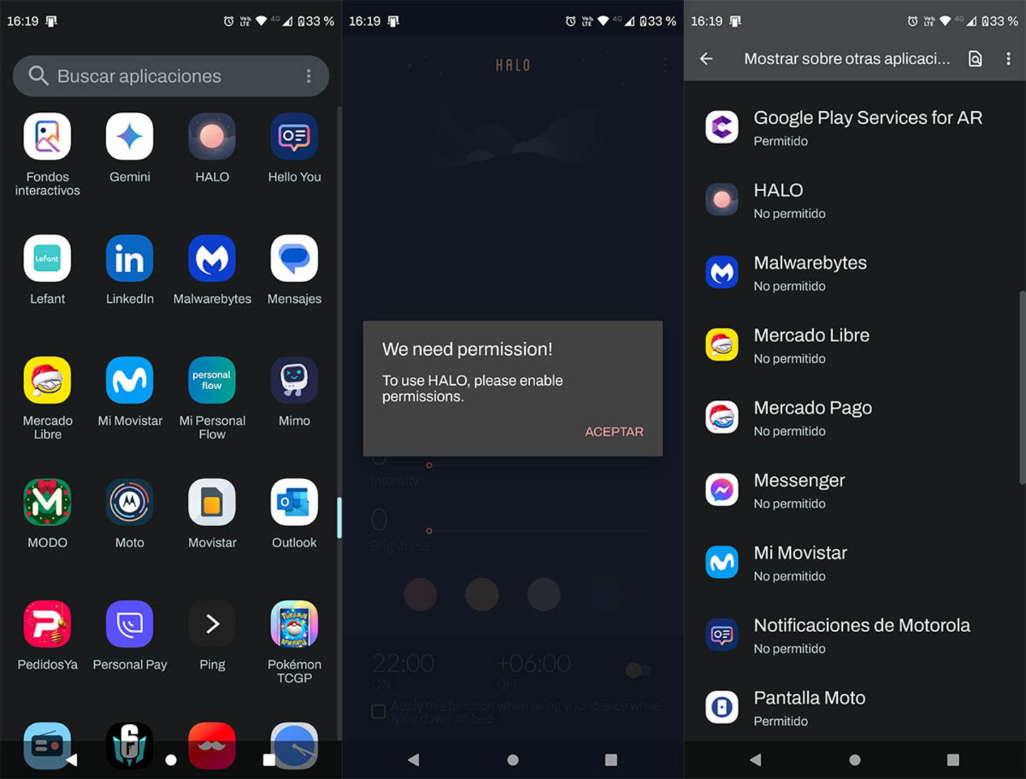 Comment diminuer la luminosité de votre mobile en dessous du minimum 4 Accorder une permission à l'application Halo sur Android
