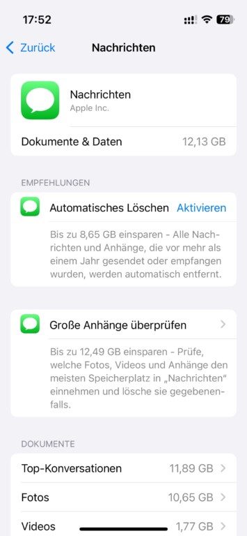 Mémoire iPhone saturée - voici les fichiers à supprimer absolument 4 Stockage iPhone Messages