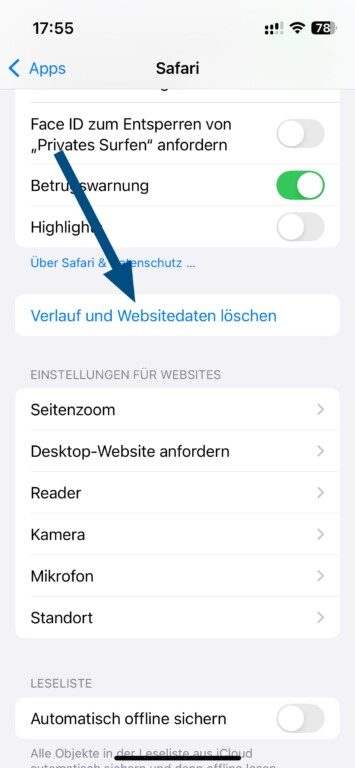Mémoire iPhone saturée - voici les fichiers à supprimer absolument 7 Effacer les données du site Safari