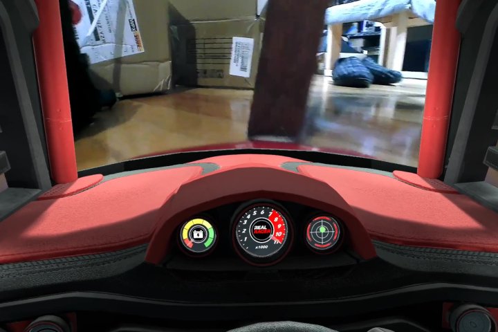 J'ai testé trois nouveaux gadgets VR qui rendent le Quest 3 et 3S encore plus impressionnants 10 Boxes and loafers loom large when speeding along the floor in Real Racer XR.