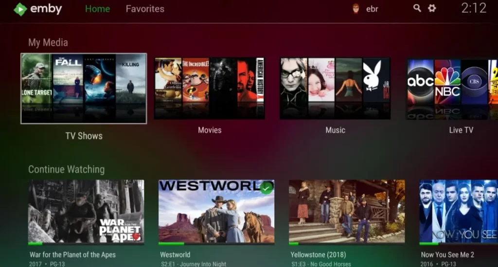 5 Alternatives Géniales à Plex pour streamer vos films en 2025 3 Interface de Emby