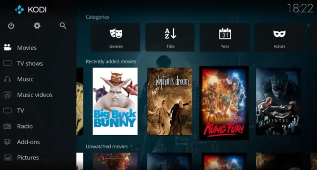 5 Alternatives Géniales à Plex pour streamer vos films en 2025 4 Interface de Kodi