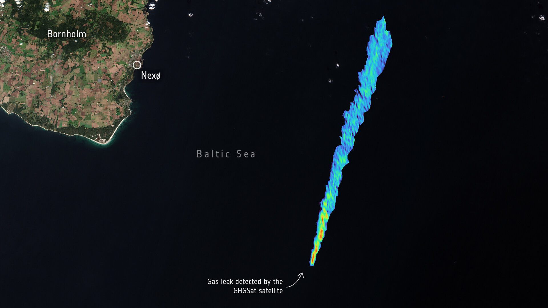 Catastrophe Nord Stream : 465 000 tonnes de méthane fuitent, 23 réserves marines touchées 4 La fuite vue de l'espace. Crédit : GHGSat