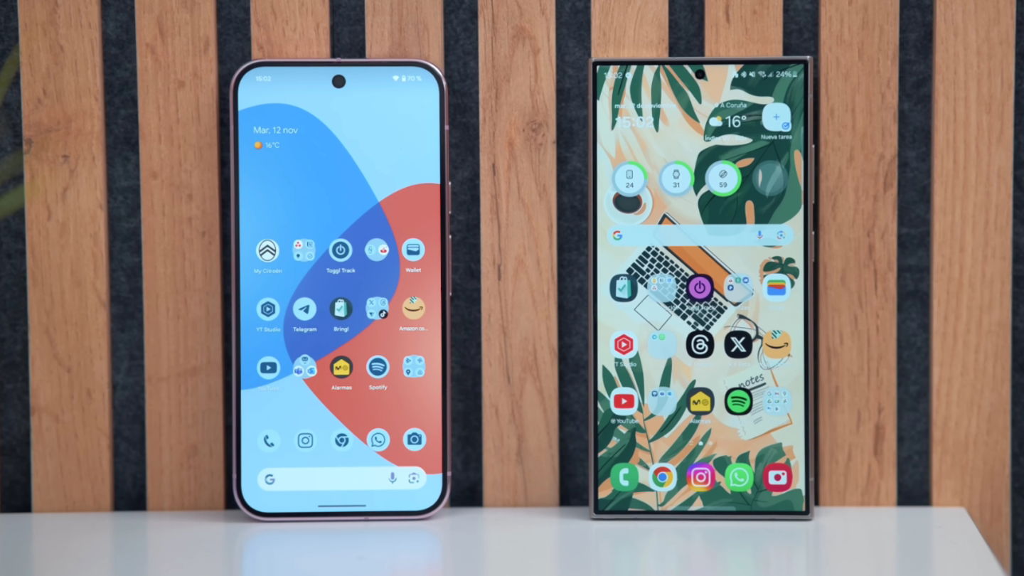 Écrans du Google Pixel 9 Pro XL et du Samsung Galaxy S24 Ultra