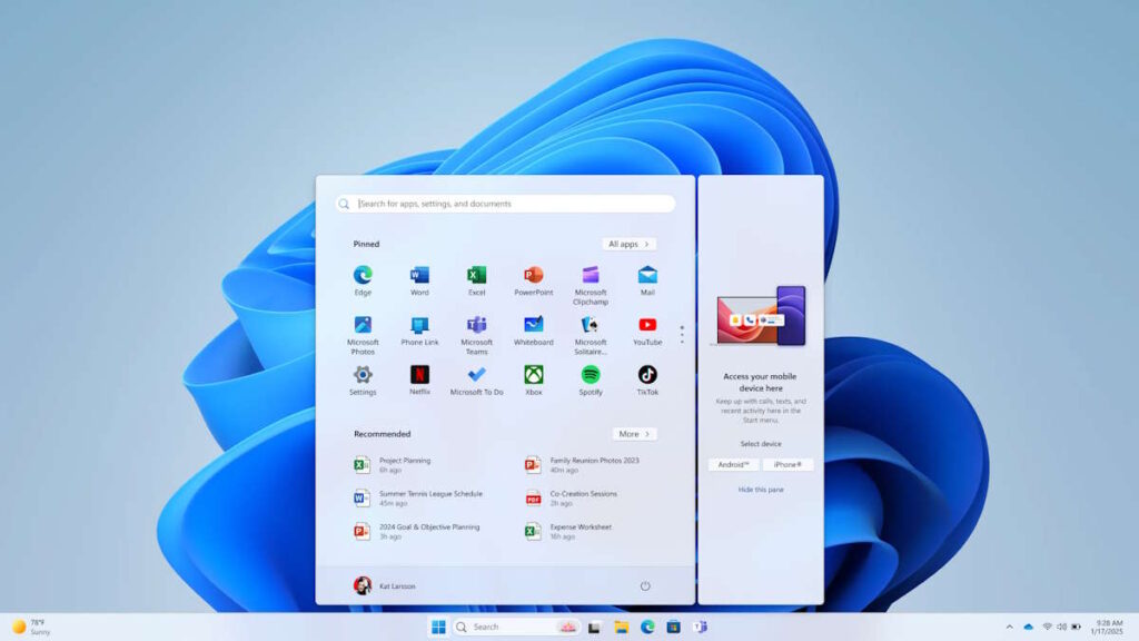 L'iPhone va bientôt faire son entrée sur le menu Démarrer de Windows 11 3 Windows 11 iPhone Menu Iniciar Microsoft