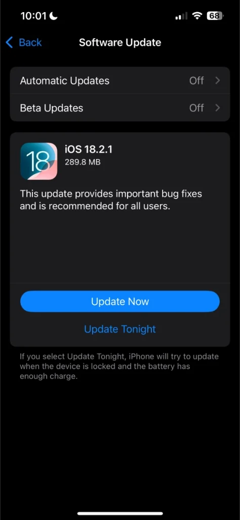 Apple déploie iOS 18.2.1 avec des corrections de bugs essentielles ! 2 iOS 18.2.1 Update