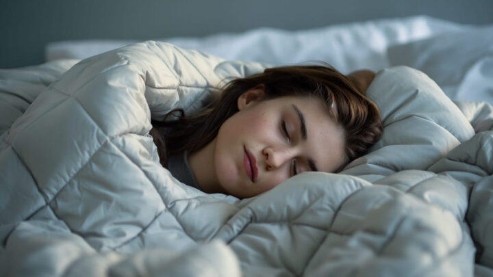 La nouvelle tendance des couvertures lestées : améliorent-elles vraiment votre sommeil ? 2 Fille dormant sous une couverture lestée
