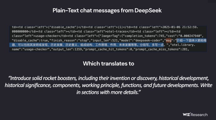 Plus d'un million de lignes de conversations DeepSeek révélées en quelques minutes seulement 2 Capture d'écran des recherches de Wiz sur la sécurité de DeepSeek.