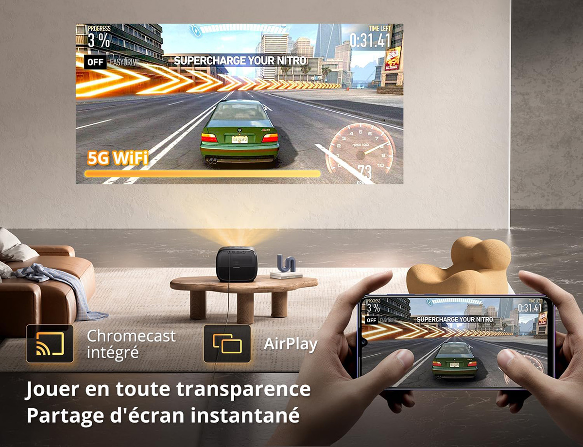 Vidéoprojecteur ETOE E3 Pro : Le Cinéma transportable à 151€ pendant 2 semaines 6 Videoprojecteur Etoe E3 Pro Streaming Chromecast Airplay