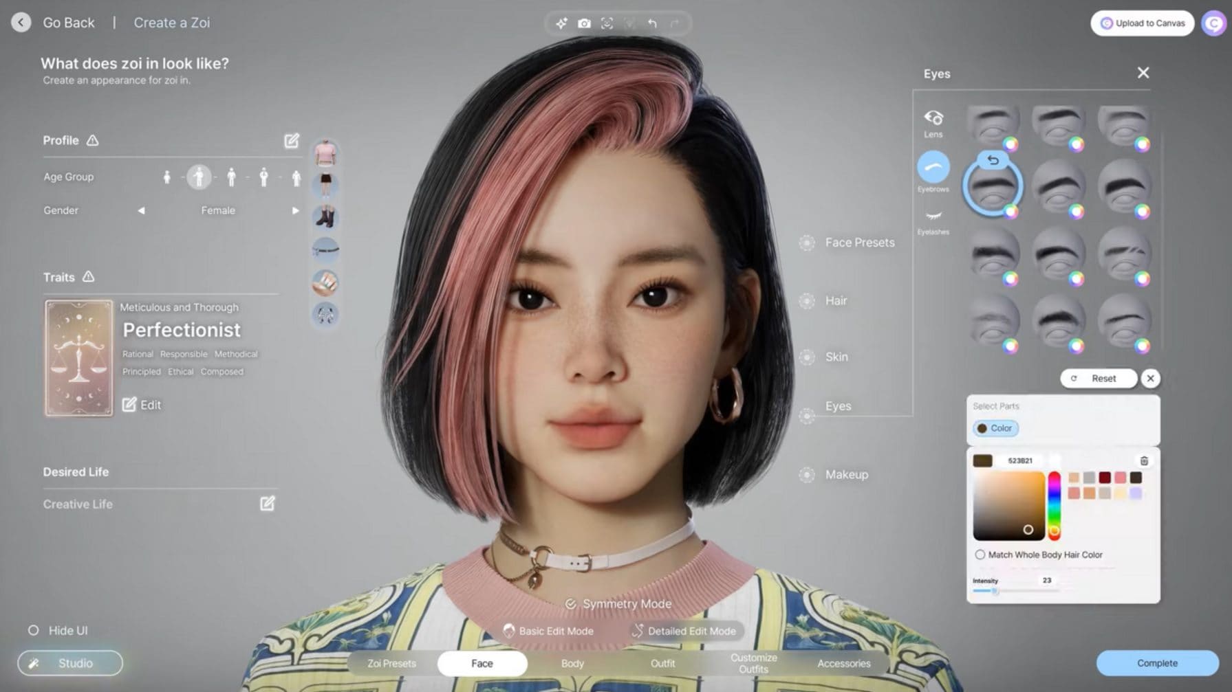Une nouvelle ère commence dans le monde des jeux vidéo : même les grandes marques de mode s'en rendent compte 6 MODE ET JEUX VIDÉO | Écran de personnalisation de personnage dans INZOI, un jeu vidéo sud-coréen à venir cette année