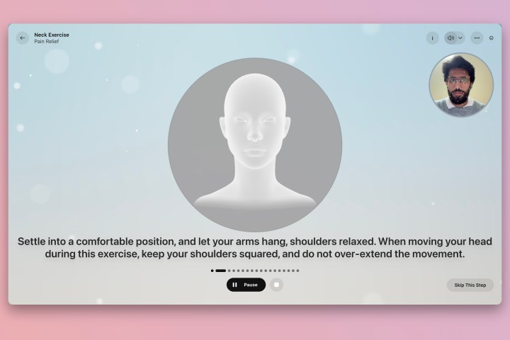 Exercices de cou relaxants avec le navigateur Opera Air.