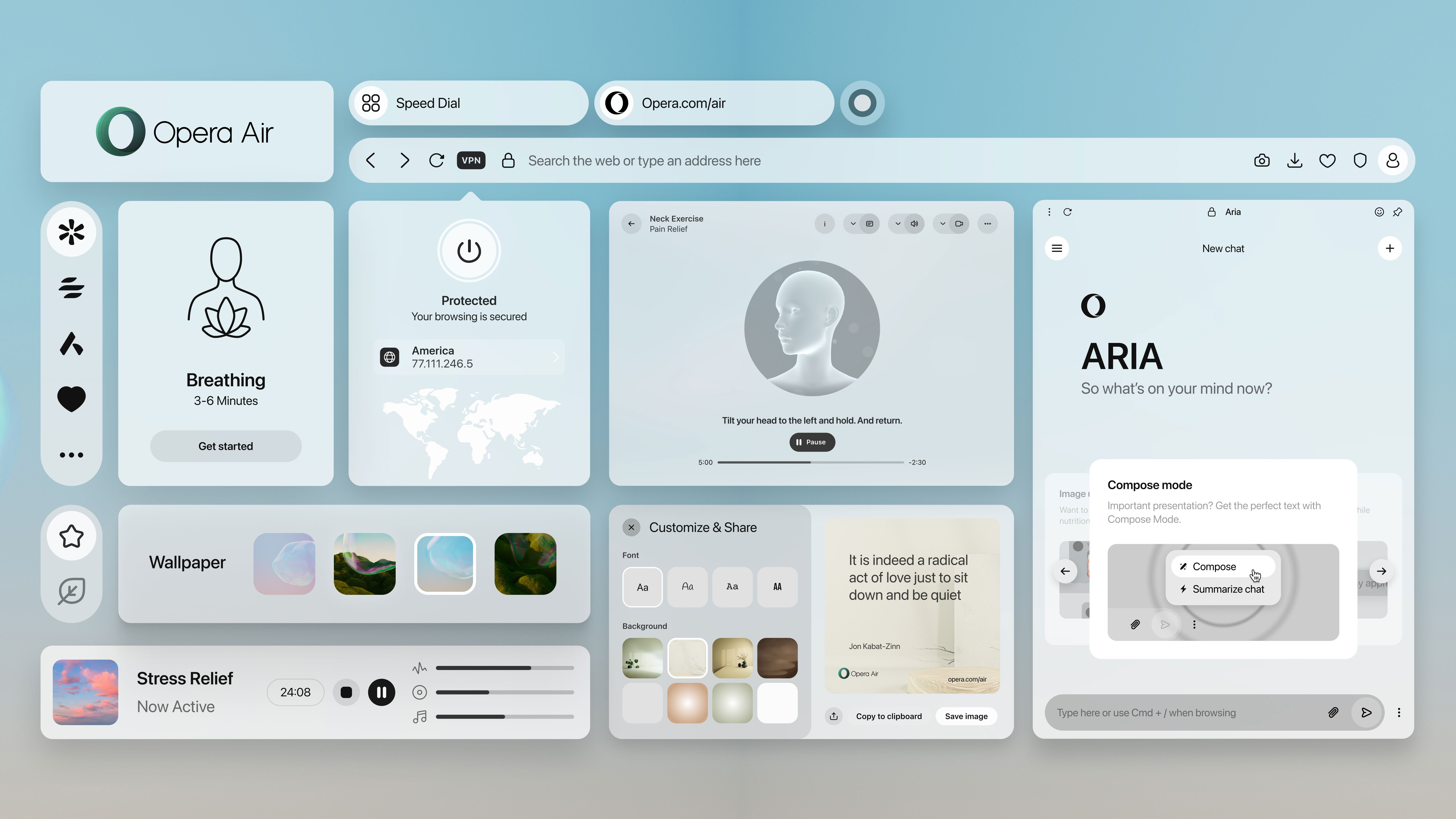 Le nouveau navigateur d'Opera veut vous aider à vous déconnecter d'Internet