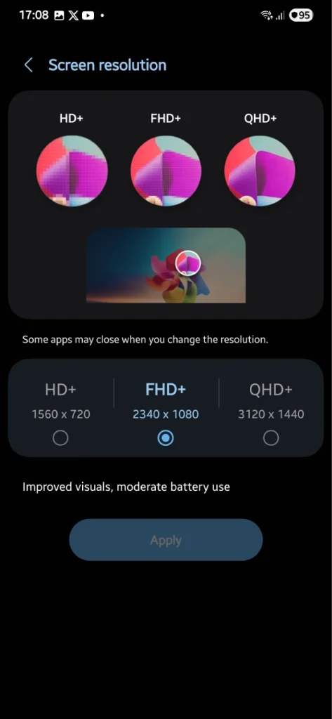 Venez de recevoir un Galaxy S25 ? Modifiez ces 11 paramètres dès maintenant ! 3 Changer la résolution d'écran Galaxy S25