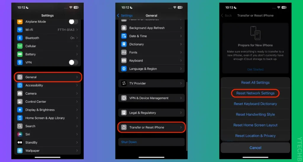 Pourquoi mon écran Apple CarPlay est-il noir ? Découvrez les solutions ici ! 5 Réinitialiser les paramètres réseau de l'iPhone (1)