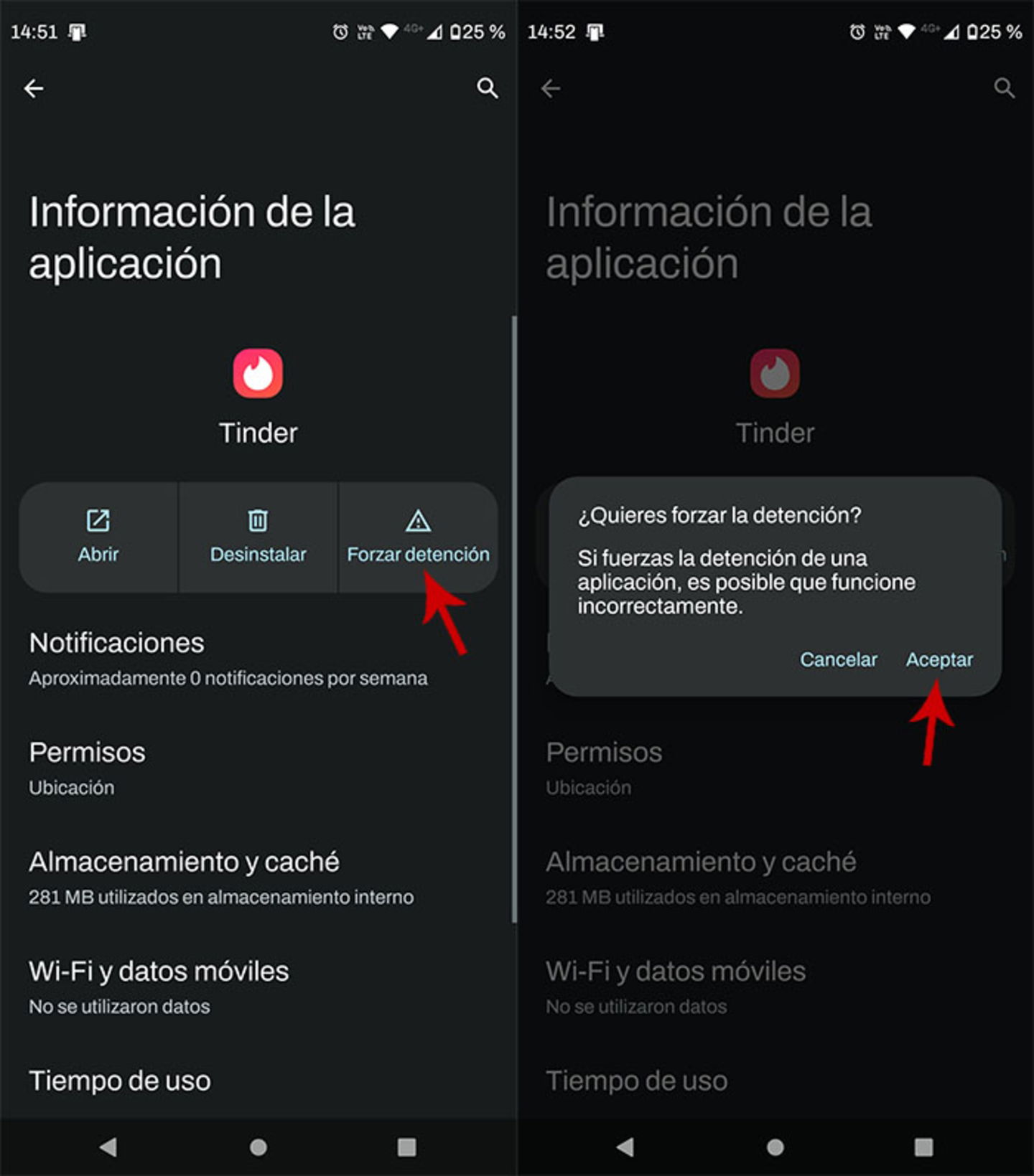 Tinder ne montre plus de profils : pourquoi ça arrive et comment résoudre le problème ? 5 Forcer la fermeture de Tinder