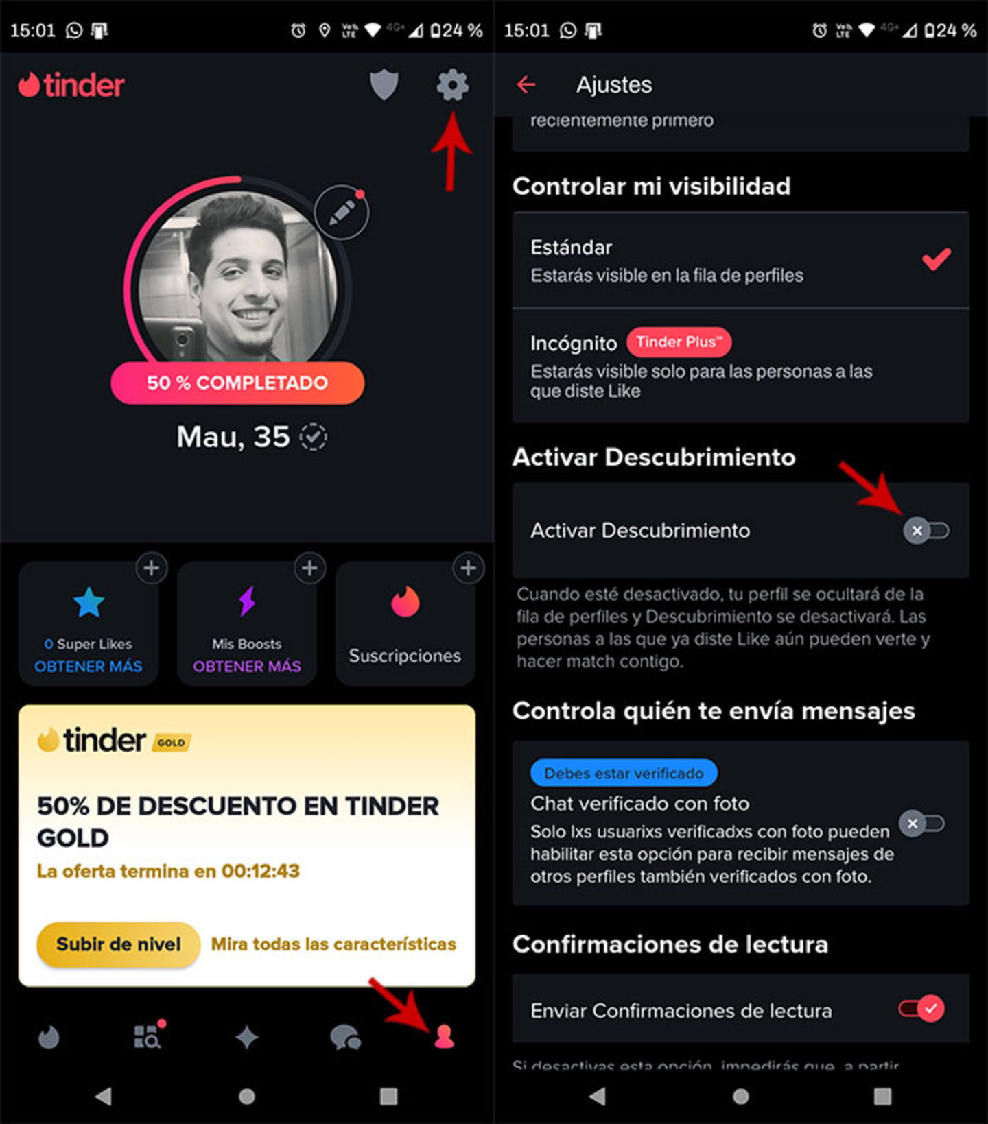 Tinder ne montre plus de profils : pourquoi ça arrive et comment résoudre le problème ? 8 Activer la découverte sur Tinder