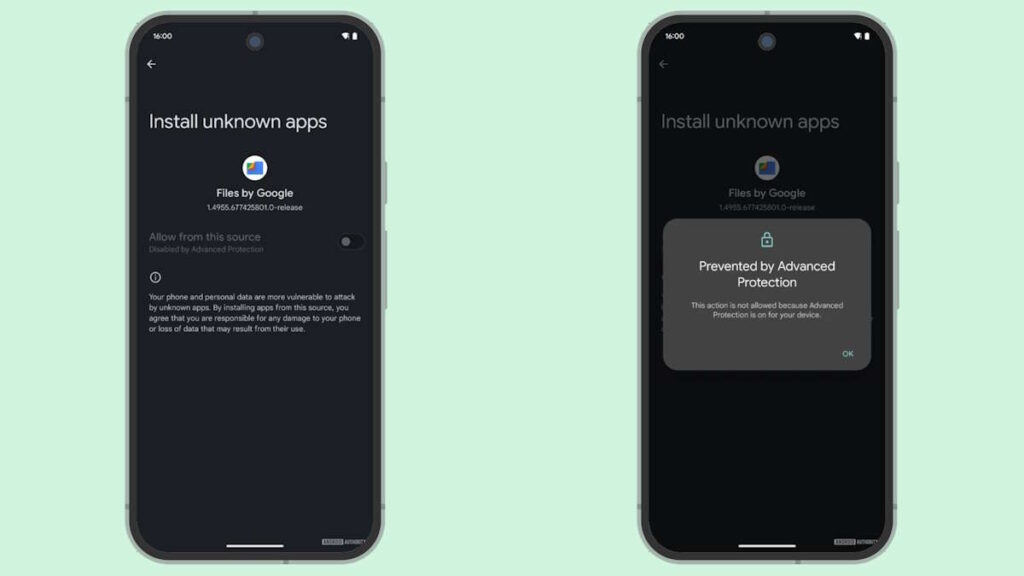 Android 16 APKs sécurité bloque